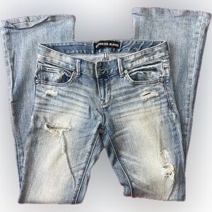 Express Blue Boyfriend Jeans Distressed Style